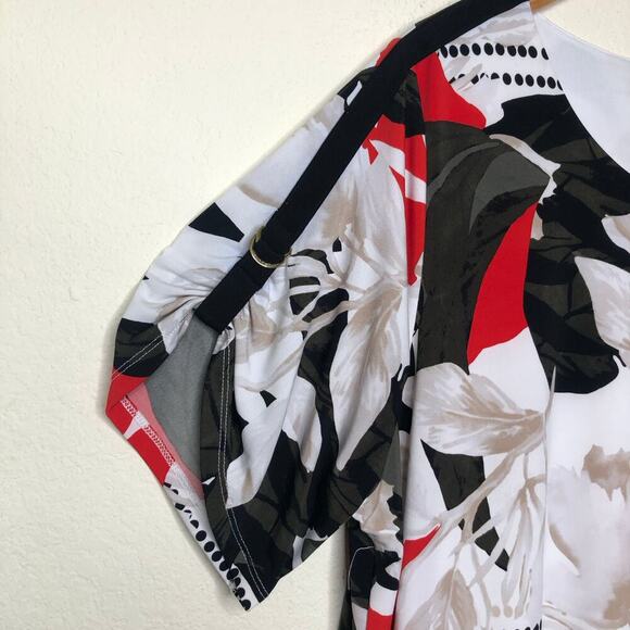 Calvin Klein 1X Floral Abstract Print Shift Dress Red Black White‎ Plus Size - Picture 5 of 14